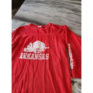Vintage 70s Arkansas Razorbacks 3/4 Sleeve T Shirt Artex‎ L Red Graphic Tee